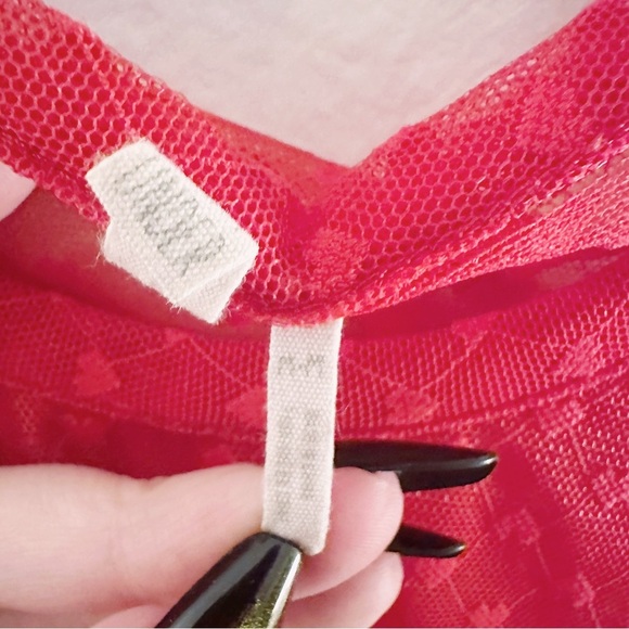 Urban Outfitters Out From Under Mesh Valentine's Heart Shirt Red Baby Tee - Picture 4 of 8